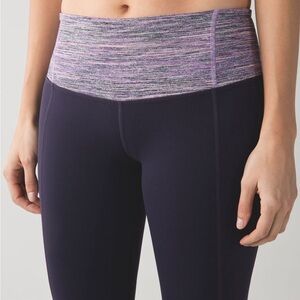 Women's Black and Purple High-Waisted Leggings